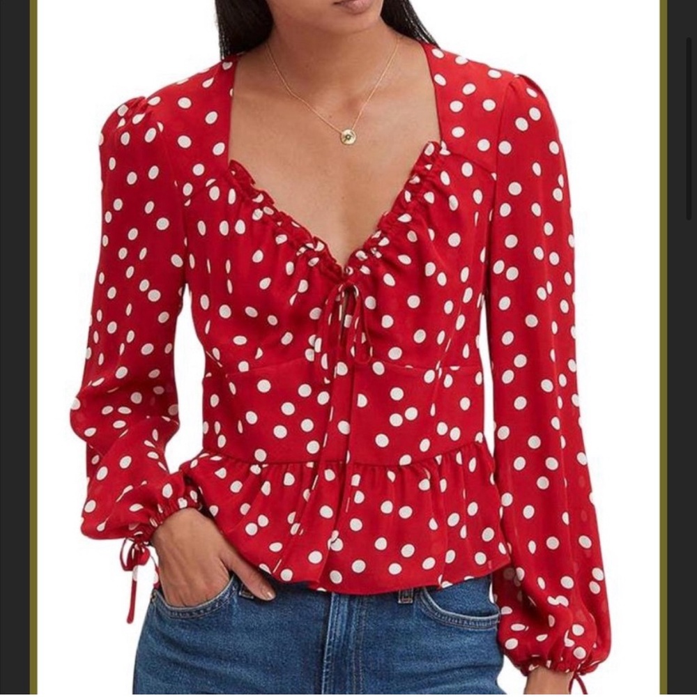 Intermix Red Polka Dot Blouse